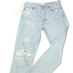 Boyish Light Blue Straight-Leg Distressed Jeans